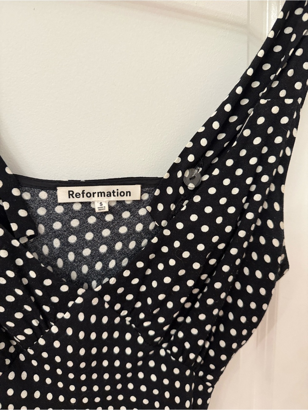 REFORMATION Beauden B&W Polka Dot Midi Dress - Picture 6 of 7